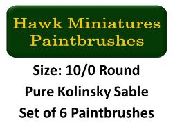 Kolinsky Sable Paintbrush Set Size 10/0 (Set of 6 Rounds)