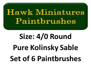 Kolinsky Sable Paintbrush Set Size 4/0 (Set of 6 Rounds)