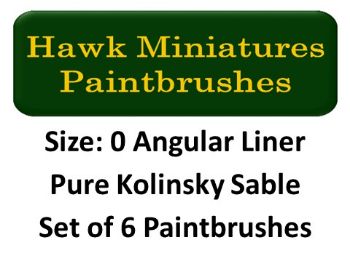 Kolinsky Sable Paintbrush Set Size 0 (Set of 6 Flat Angular Liner)