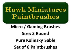 Micro Gaming Paintbrush Set Size 3 (Set of 6 Rounds)