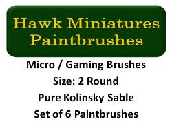 Micro Gaming Paintbrush Set Size 2 (Set of 6 Rounds)